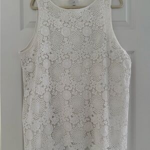 J. Jill Floral Lace Sleeveless Blouse - White